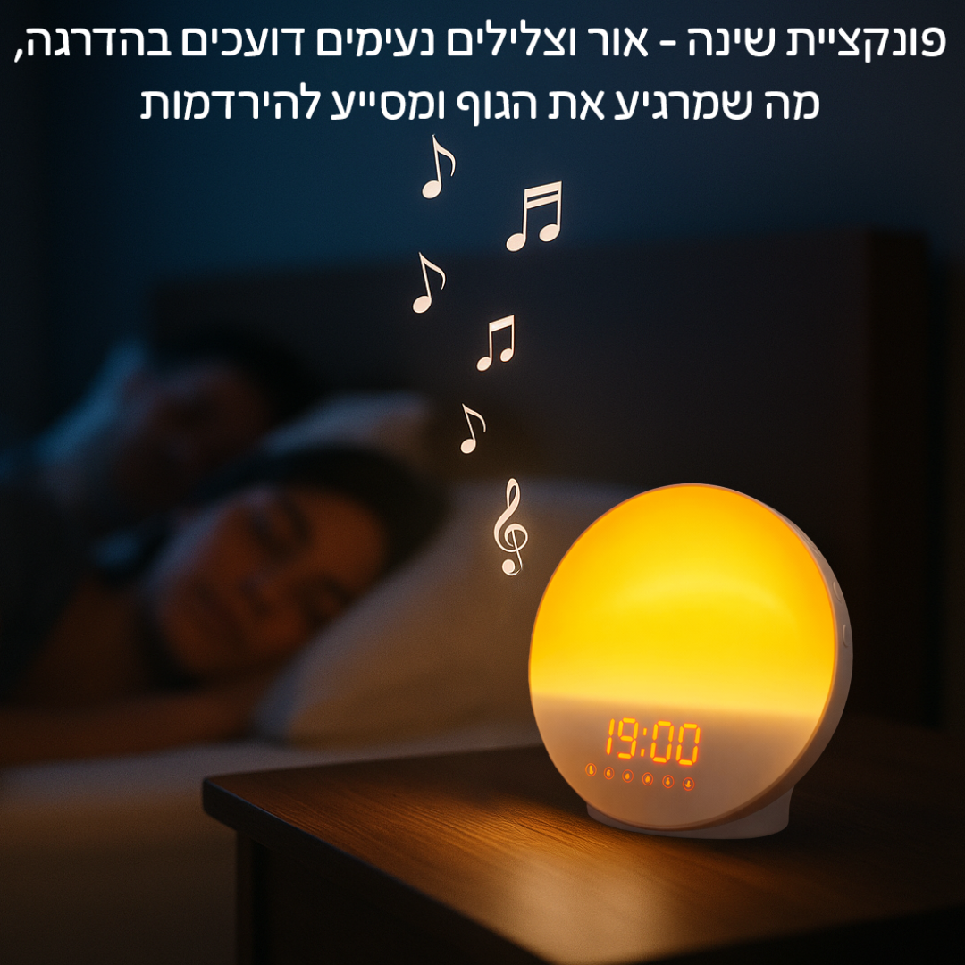 שעון הזריחה - מרדים בהדרגה באמצעות תאורה וצלילים טבעיים ונעימים